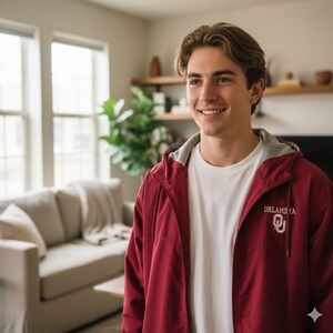 Oklahoma Sooners OU Crimson Red Lightweight Zip Up Jacket Sportswear - Size XL